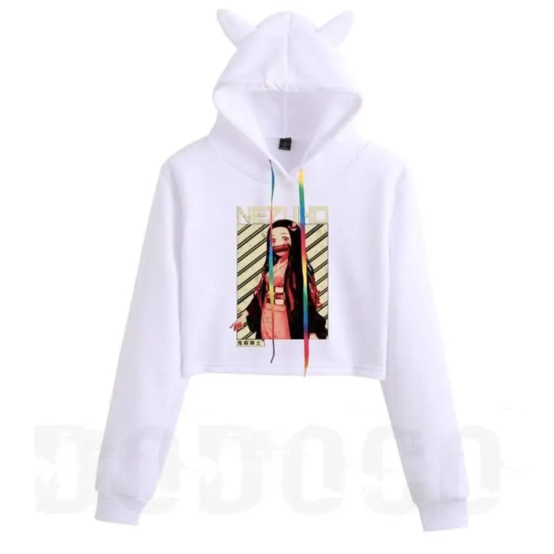 Long Sleeve Hoodie with Manga Printed Dodococos